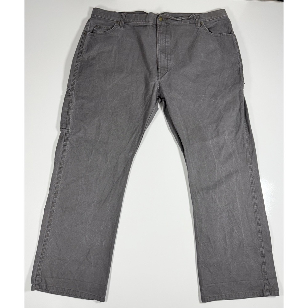 Dickies Pants Mens 42x30 Grey Canvas Carpenter Hammer Loop Wide Leg Workwear